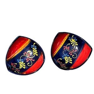 Set 2 Vtg Spain Del‎ Rio Salado Bowl Trinket Dish Hand Painted Ceramic Pottery